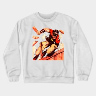 Masked Superhero Force Action Jump Breaking Glass Window Door Le Causeur Redoutable Trio Retro Comic Vintage Old Cartoon Crewneck Sweatshirt